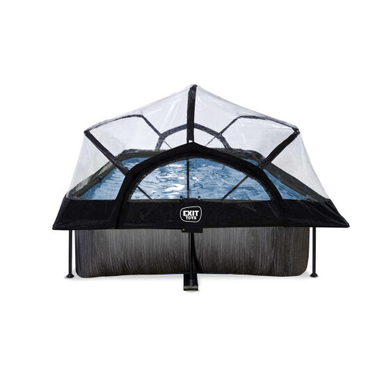 Piscine EXIT Black Wood 300x200x65cm avec pompe filtrante et dôme - noir