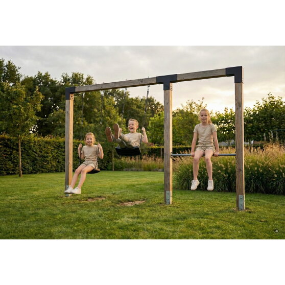 EXIT Linea Robust 110 Balan&ccedil;oire double en bois avec barre fixe