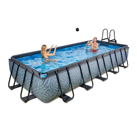 Piscine EXIT Stone 540x250x100cm avec pompe filtrante à sable - grise