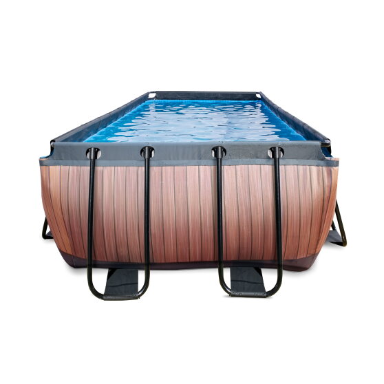 Piscine EXIT Wood 400x200x122cm avec pompe filtrante à sable - marron