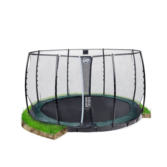 Trampoline EXIT InTerra groundlevel ø366 cm avec filet de sécurité - vert