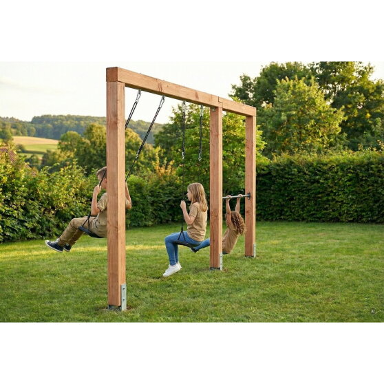 EXIT Linea Massiv 140 Balan&ccedil;oire double en bois avec barre fixe
