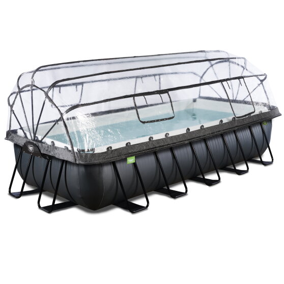 Piscine EXIT Black Leather 540x250x100cm avec pompe filtrante à sable et dôme et pompe à chaleur - noir