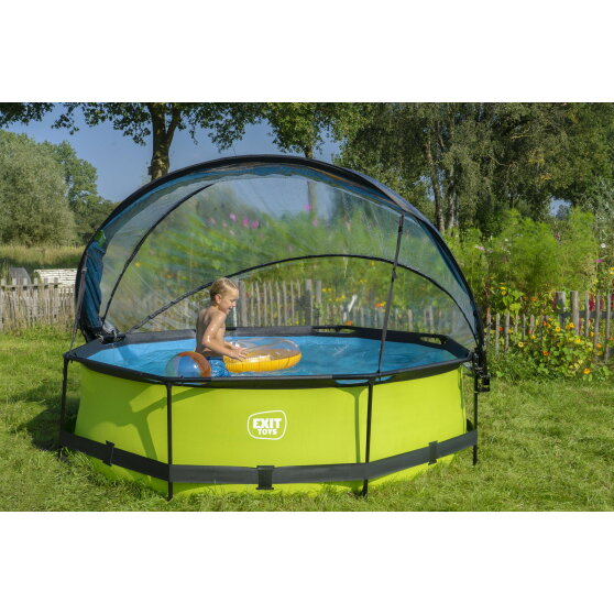 Piscine EXIT Lime ø300x76cm avec pompe filtrante et dôme - vert