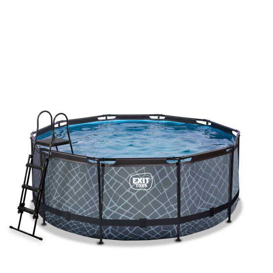 Piscine EXIT Stone ø360x122cm avec pompe filtrante - grise