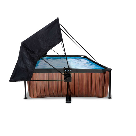 Piscine EXIT Wood 300x200x65cm avec pompe filtrante et voile d'ombrage - marron