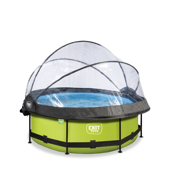 Piscine EXIT Lime ø244x76cm avec pompe filtrante et dôme et voile d'ombrage - vert