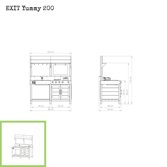 Cuisine de plein air en bois EXIT Yummy 200 - nature