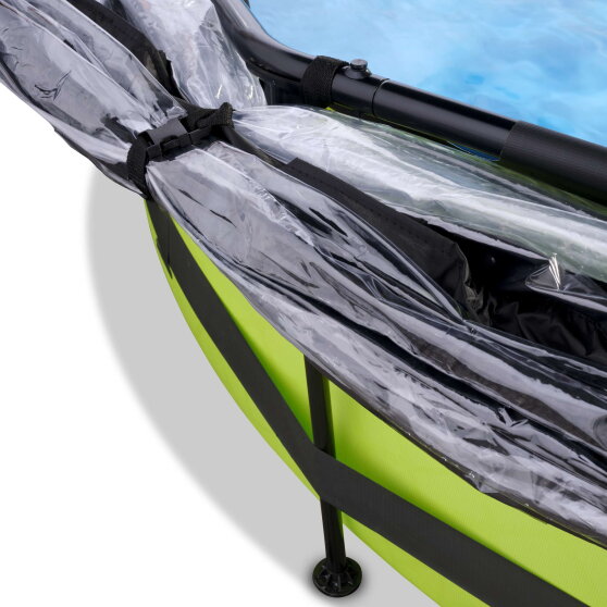 Piscine EXIT Lime &oslash;300x76cm avec pompe filtrante et d&ocirc;me et voile d'ombrage - vert