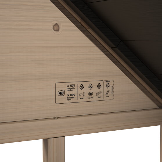 Maisonnette en bois avec toboggan et bac à sable EXIT Panorama 500