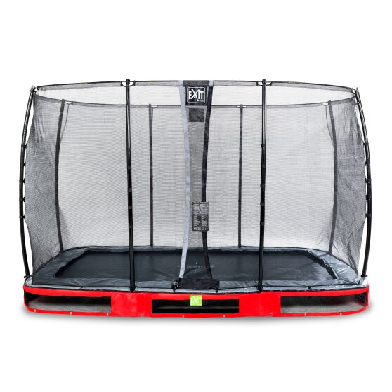 Trampoline enterré EXIT Elegant de 244x427cm avec filet de sécurité Economy - rouge