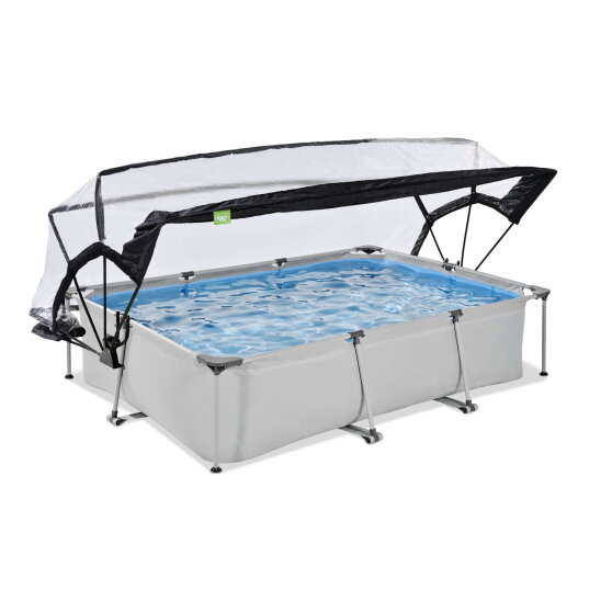 Piscine EXIT Soft Grey 300x200x65cm avec pompe filtrante et d&ocirc;me - gris