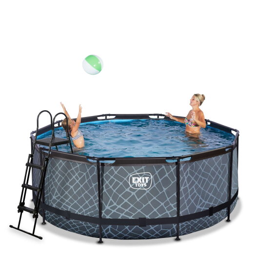 Piscine EXIT Stone ø360x122cm avec pompe filtrante - grise