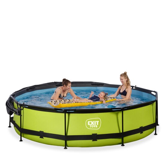 Piscine EXIT Lime ø360x76cm avec pompe filtrante et voile d'ombrage - vert