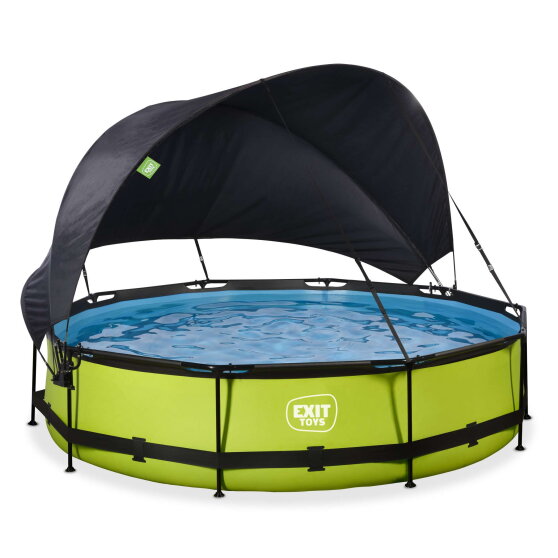 Piscine EXIT Lime &oslash;360x76cm avec pompe filtrante et voile d'ombrage - vert