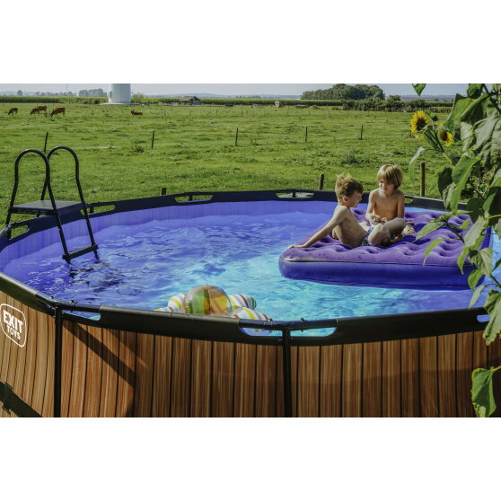 Piscine EXIT Black Leather ø427x122cm avec pompe filtrante à sable - noir
