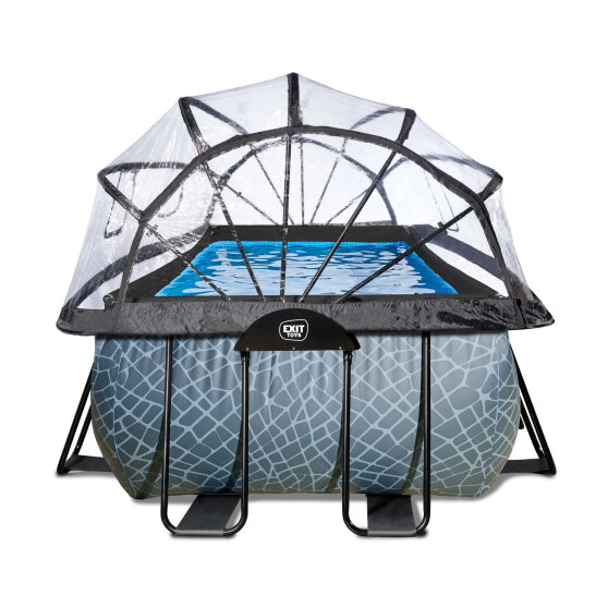 Piscine EXIT Stone 540x250x100cm avec pompe filtrante et d&ocirc;me - grise