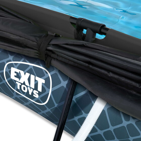 Piscine EXIT Stone 300x200x65cm avec pompe filtrante et voile d'ombrage - grise