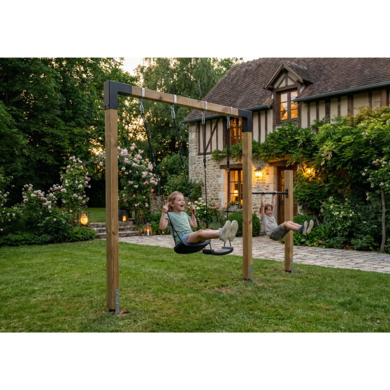 EXIT Linea 85 Balan&ccedil;oire double en bois avec barre fixe