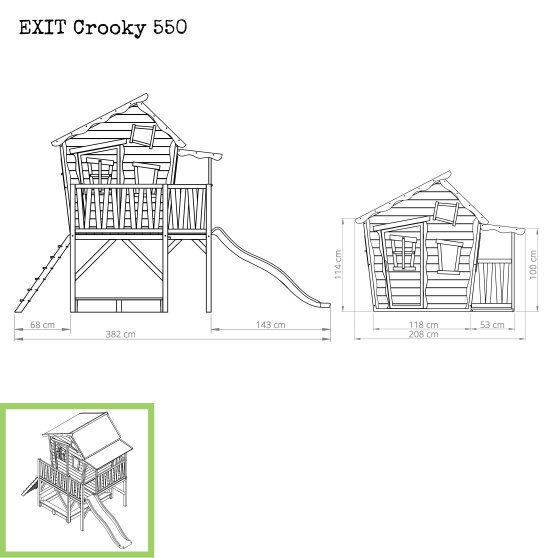 Cabane en bois EXIT Crooky 550 - gris-beige