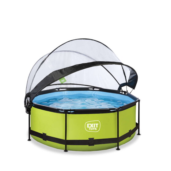 Piscine EXIT Lime &oslash;244x76cm avec pompe filtrante et d&ocirc;me - vert