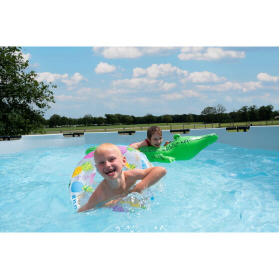 Piscine EXIT Stone &oslash;450x122cm avec pompe filtrante - grise