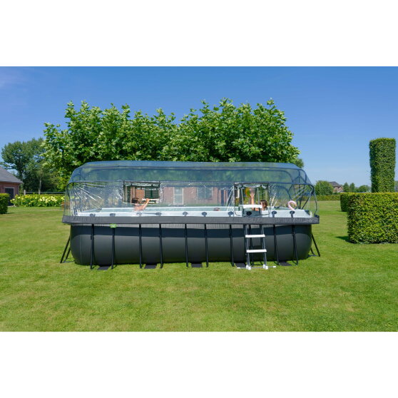 Piscine EXIT Black Leather 540x250x122cm avec pompe filtrante &agrave; sable et d&ocirc;me - noir