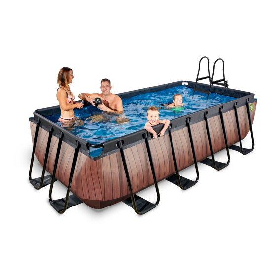 Piscine EXIT Wood 400x200x100cm avec pompe filtrante - marron