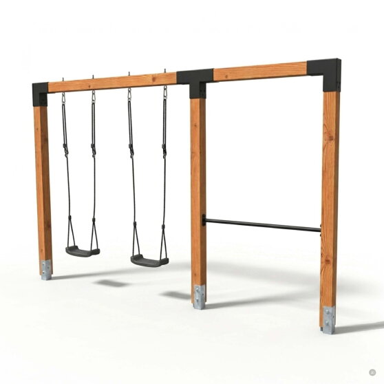 EXIT Linea Robust 110 Balançoire double en bois avec barre fixe