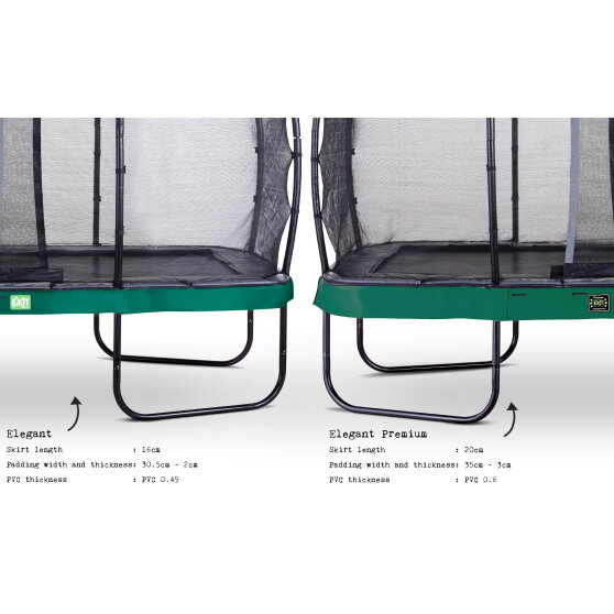 Trampoline EXIT Elegant Premium ensemble complet 214x366cm - vert