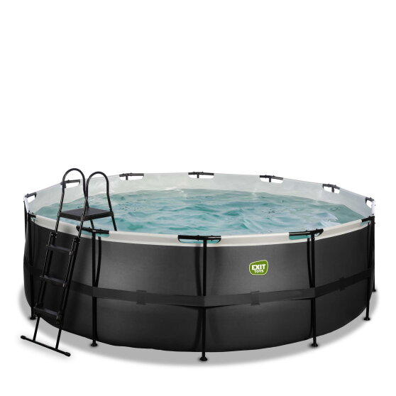 Piscine EXIT Black Leather &oslash;427x122cm avec pompe filtrante &agrave; sable - noir