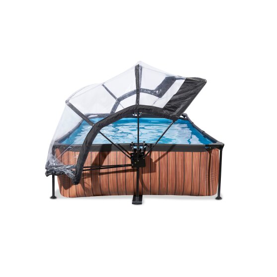 Piscine EXIT Wood 300x200x65cm avec pompe filtrante et dôme - marron