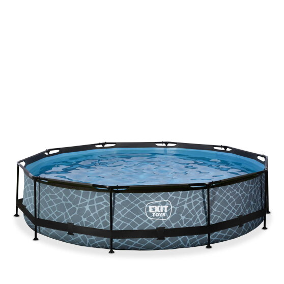 Piscine EXIT Stone &oslash;360x76cm avec pompe filtrante - grise
