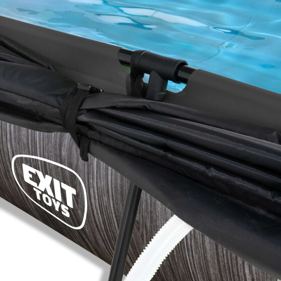 Piscine EXIT Black Wood 300x200x65cm avec pompe filtrante et voile d'ombrage - noir
