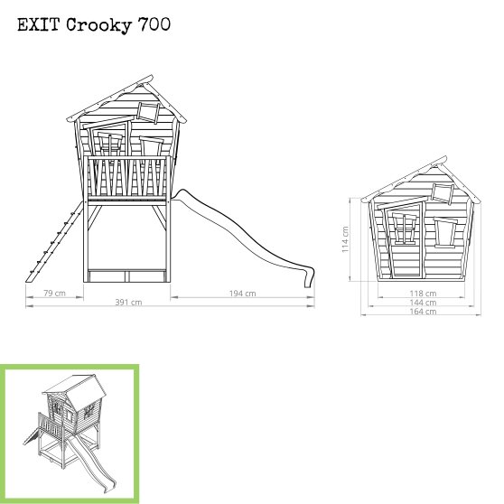 Cabane en bois EXIT Crooky 700 - gris-beige