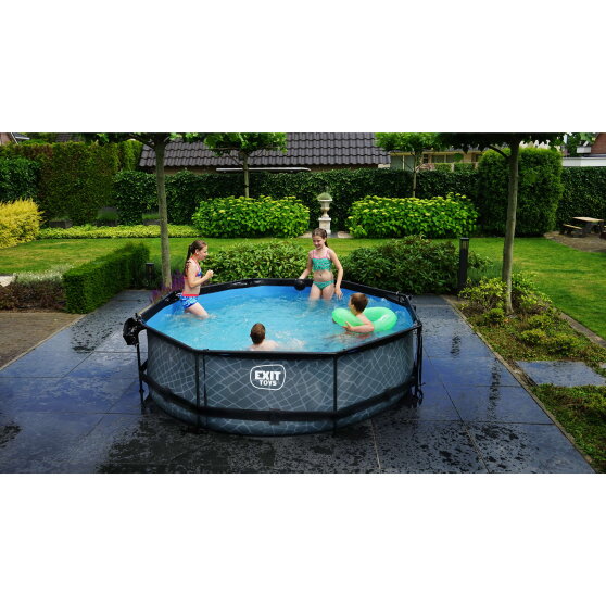 Piscine EXIT Black Wood &oslash;300x76cm avec pompe filtrante - noir