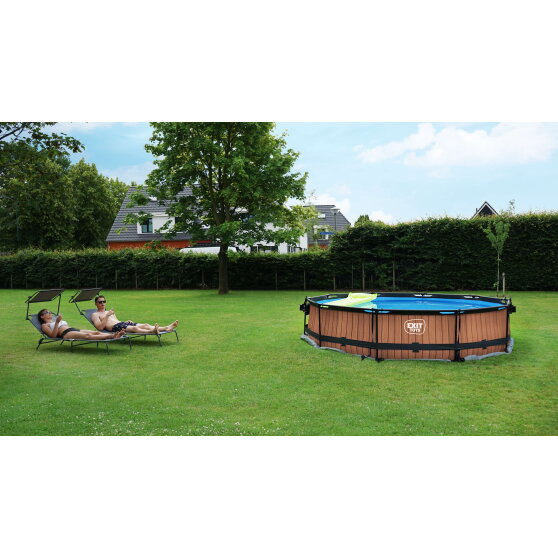 Piscine EXIT Wood &oslash;360x76cm avec pompe filtrante - marron