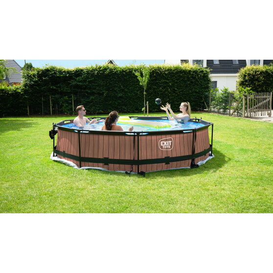 Piscine EXIT Black Wood ø360x76cm avec pompe filtrante - noir