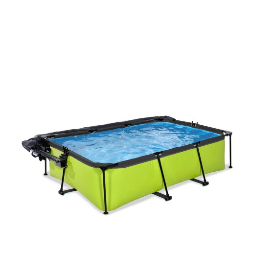 Piscine EXIT Lime 220x150x65cm avec pompe filtrante et dôme et voile d'ombrage - vert