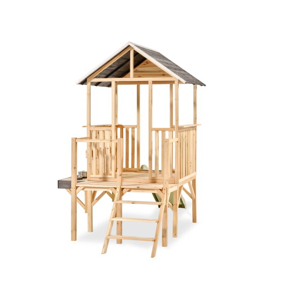 Maisonnette en bois avec toboggan et cuisine EXIT Panorama 350
