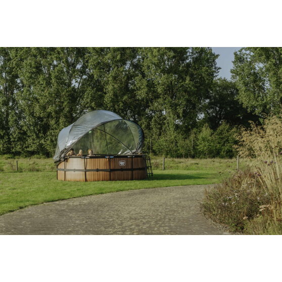 Piscine EXIT Black Leather ø427x122cm avec pompe filtrante à sable et dôme - noir