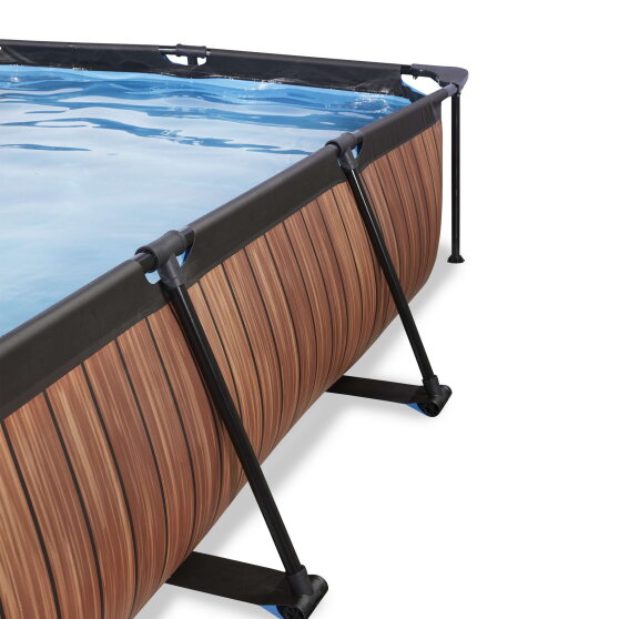 Piscine EXIT Wood 300x200x65cm avec pompe filtrante et d&ocirc;me - marron