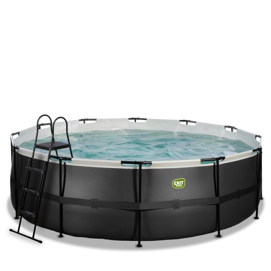 Piscine EXIT Black Leather ø450x122cm avec pompe filtrante à sable - noir