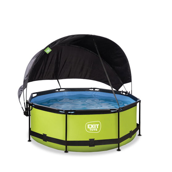 Piscine EXIT Lime ø244x76cm avec pompe filtrante et voile d'ombrage - vert