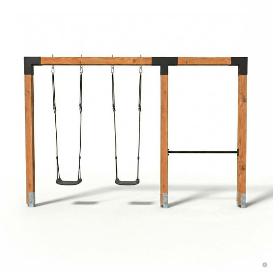 EXIT Linea Robust 110 Balançoire double en bois avec barre fixe