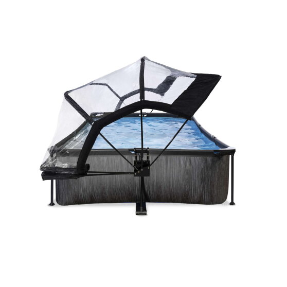 Piscine EXIT Black Wood 300x200x65cm avec pompe filtrante et dôme - noir