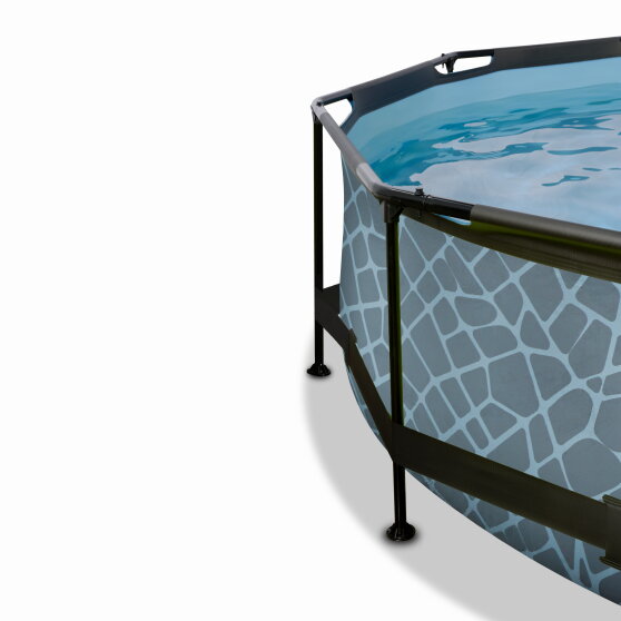 Piscine EXIT Stone ø244x76cm avec pompe filtrante - grise