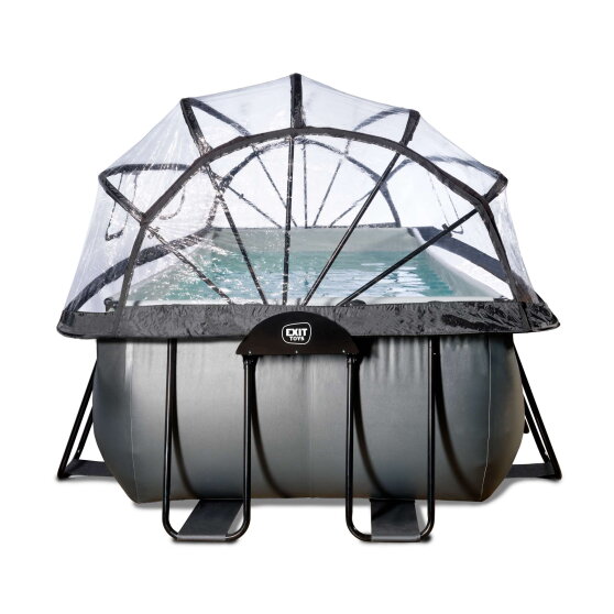 Piscine EXIT Black Leather 540x250x122cm avec pompe filtrante &agrave; sable et d&ocirc;me et kit d'accessoires - noir