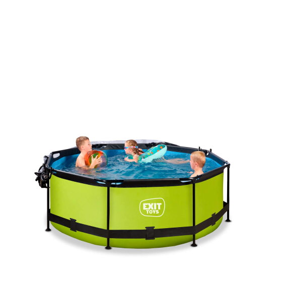 Piscine EXIT Lime &oslash;244x76cm avec pompe filtrante et d&ocirc;me - vert