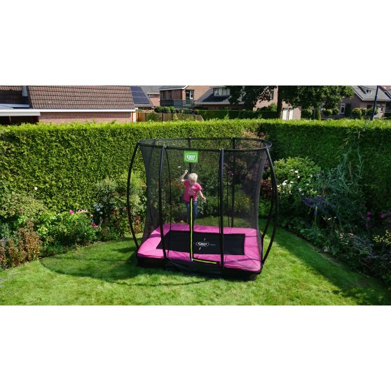 Trampoline enterré EXIT Silhouette 153x214cm avec filet de sécurité - rose